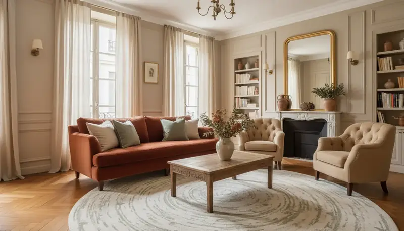 Salon moderne avec palette de couleurs harmonieuses