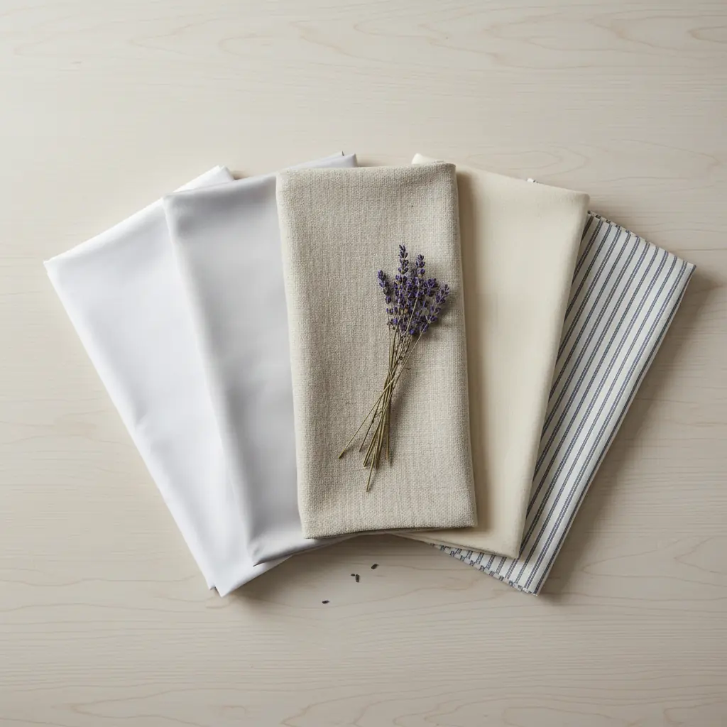 Housse de couette en lin lavé blanc posée sur un lit avec oreillers assortis dans une chambre lumineuse