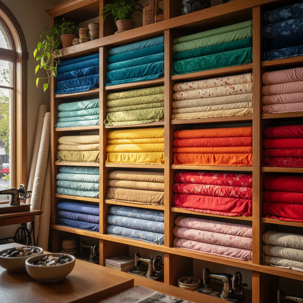 Rouleaux de tissus colorés pour ameublement et décoration