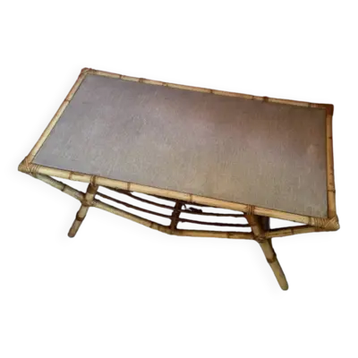 Table basse vintage en rotin