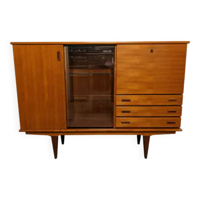 Buffet haut, vitrine et secrétaire, scandinave en teck, France vers 1960