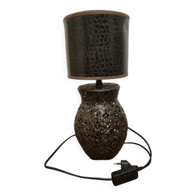 Lampe de chevet metal marron