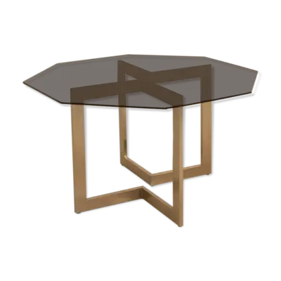 Table à manger ''deux pieds'' en métal octogonale 70's