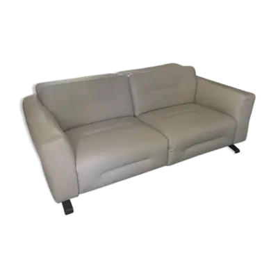 Canapé Roche Bobois « Intervalle » - cuir pleine fleur gris clair