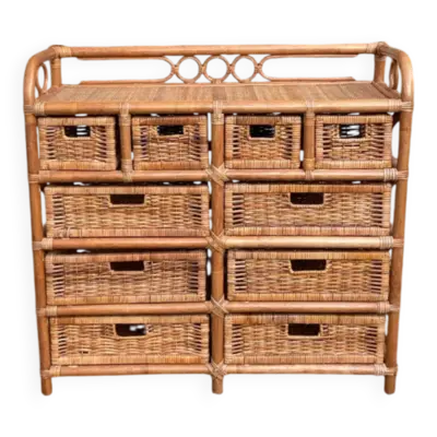 Commode en rotin vintage