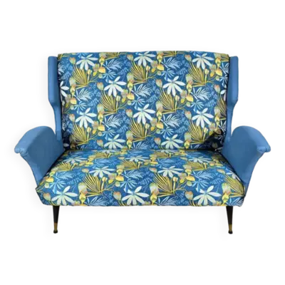 Banquette 2 Places en Tissu Bleu Azur – 1940