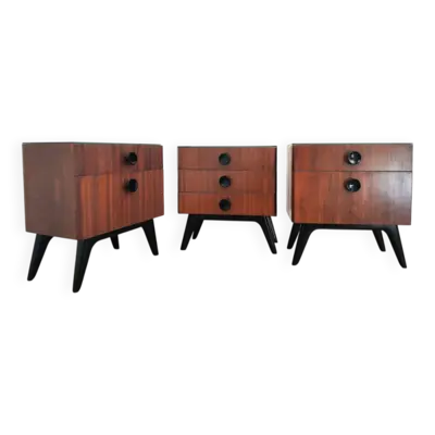 3 tables de chevet tchécoslovaques par J. Halabala pour UP Závody, années 1950