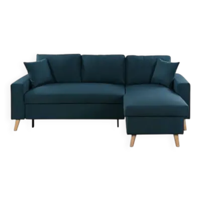 Canapé d'angle scandinave réversible et convertible - bleu