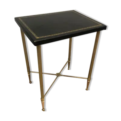 Table d'appoint en laiton et cuir