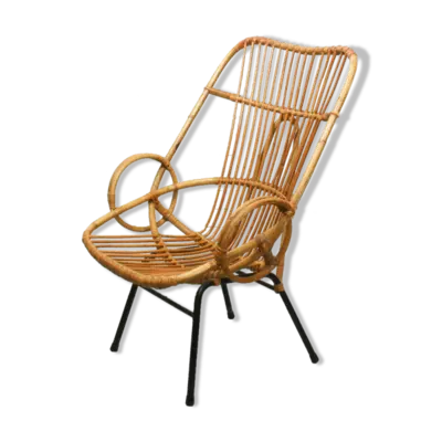 Fauteuil en métal et rotin de Rohé Noordwolde années 1960