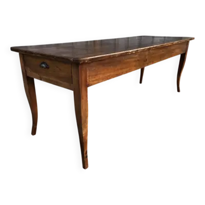 Table de ferme ancienne de style Louis XV avec 2 tiroirs