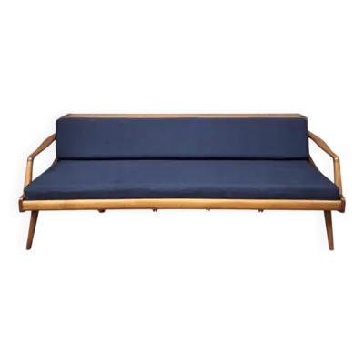 Canapé convertible danois en teck avec compartiment pour le dossier, années 1960