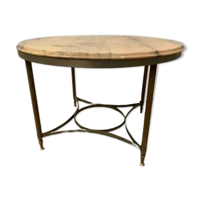 Guéridon de style Louis XVI en laiton et marbre XX siècle