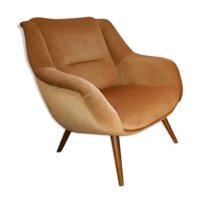 Fauteuil sculptural vintage années 50 cuivré et restauré