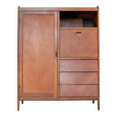 Armoire secrétaire commode vintage en chêne année 50