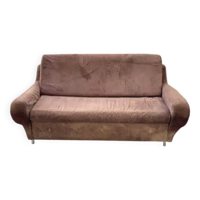 Canapé convertible lit chauffeuse en velours marron Meral France