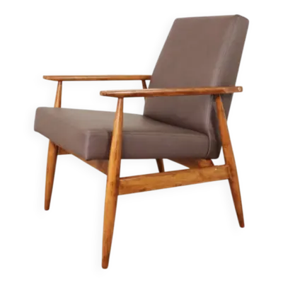 Fauteuil vintage cuir vegan marron conception moderne