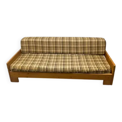 Canapé convertible brutalisme/modernisme en bois massif ni