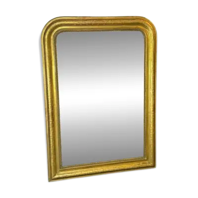 Grand miroir Louis Philippe en bois et stuc doré XIX siècle.