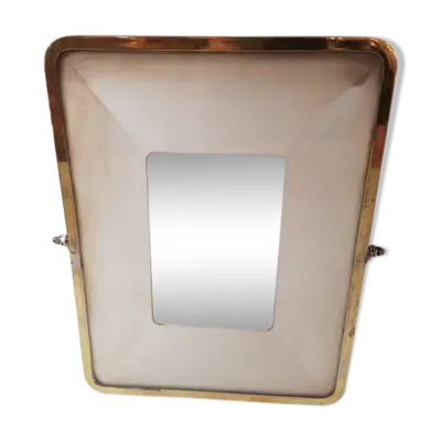 Miroir lumineux, cadre laiton doré et chromé, années 30 - 30x36cm