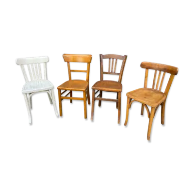 4 chaises bistrot dépareillé bois courbé