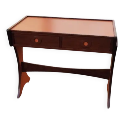 Console bureau bois acajou et formica design 70