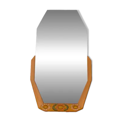 Miroir Octogonal biseauté Art Déco, Teck, 131cm