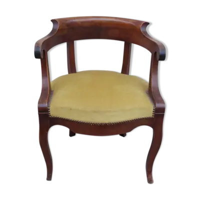 Fauteuil de bureau Louis Philippe en Noyer massif