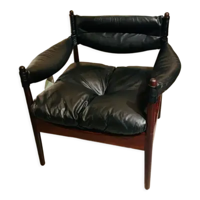 Fauteuil modèle Modus Kristian Vedel en palissandre et cuir