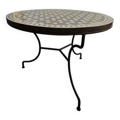 Table ronde en Zellige bleu