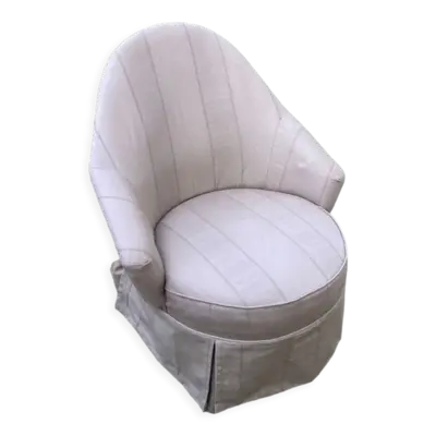 Fauteuil crapaud en toile vintage 1970