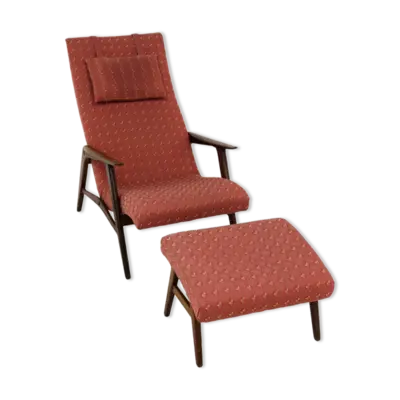 Fauteuil et repose-pied scandinave en teck, Suède, 1960