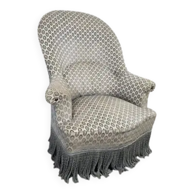 Fauteuil crapaud vintage en tissu gris