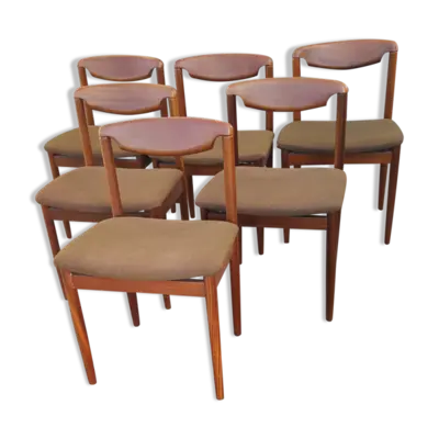Serie de 6 chaises en teck vers 1960