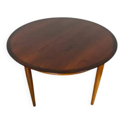Table à manger ronde extensible en palissandre, années 1960