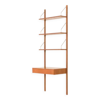 Étagère danoise en teck du milieu du XXe siècle avec bureau, années 1970