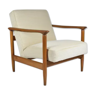 Fauteuil scandinave d’origine rénové années 1960, teck, cordon beige