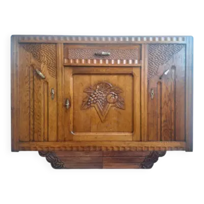 Buffet art déco plateau marbre, meuble vaisselier ancien