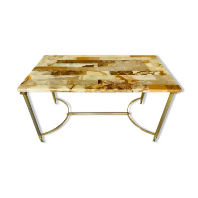 Table basse vintage en marbre et onyx circa 60/70