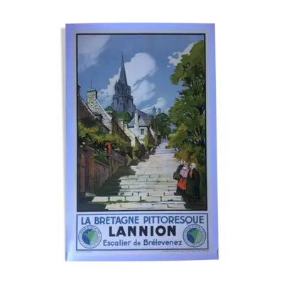 Affiche originale Tourisme ''La Bretagne Pittoresque Lannion'' 62x100cm 1930