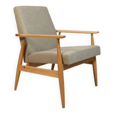 Fauteuil Vintage Gris Clair Design Scandinave Revêtement Laine