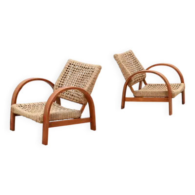 Fauteuils en corde française, Art Déco des années 1940.