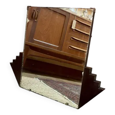 Miroir biseauté d'époque Art déco anglais des années 1930 - 58.5x46cm