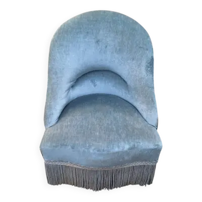 Fauteuil crapaud velour bleu