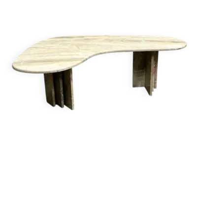 Table basse boomerang vintage en marbre, Italie années 1980