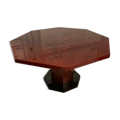 Table à manger laquée rouge et poussière d’or, 1970s
