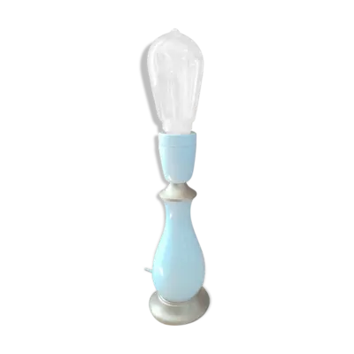 Lampe chevet salon laiton verre blanc porcelaine ancien vintage
