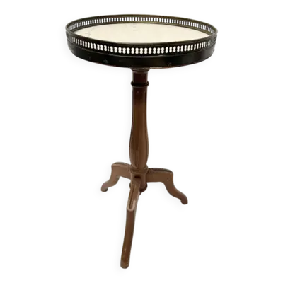 Guéridon bout de canapé de style Louis XVI en hetre et marbre XX siècle