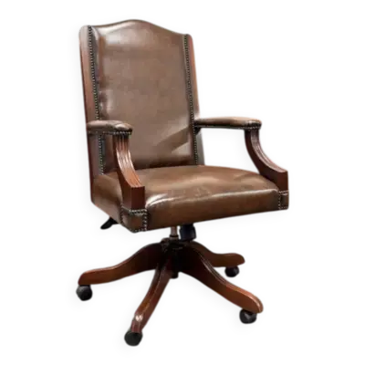Chaise de bureau Chesterfield marron classique anglaise