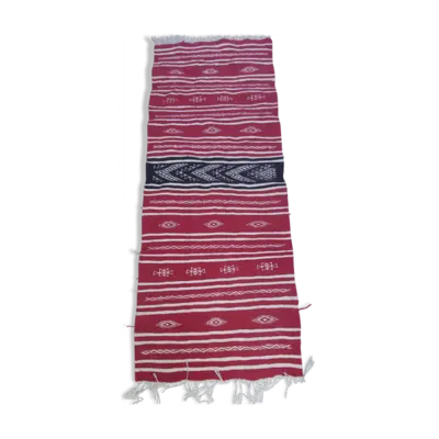 Tapis rouge et noir fait main traditionnel 170x60cm